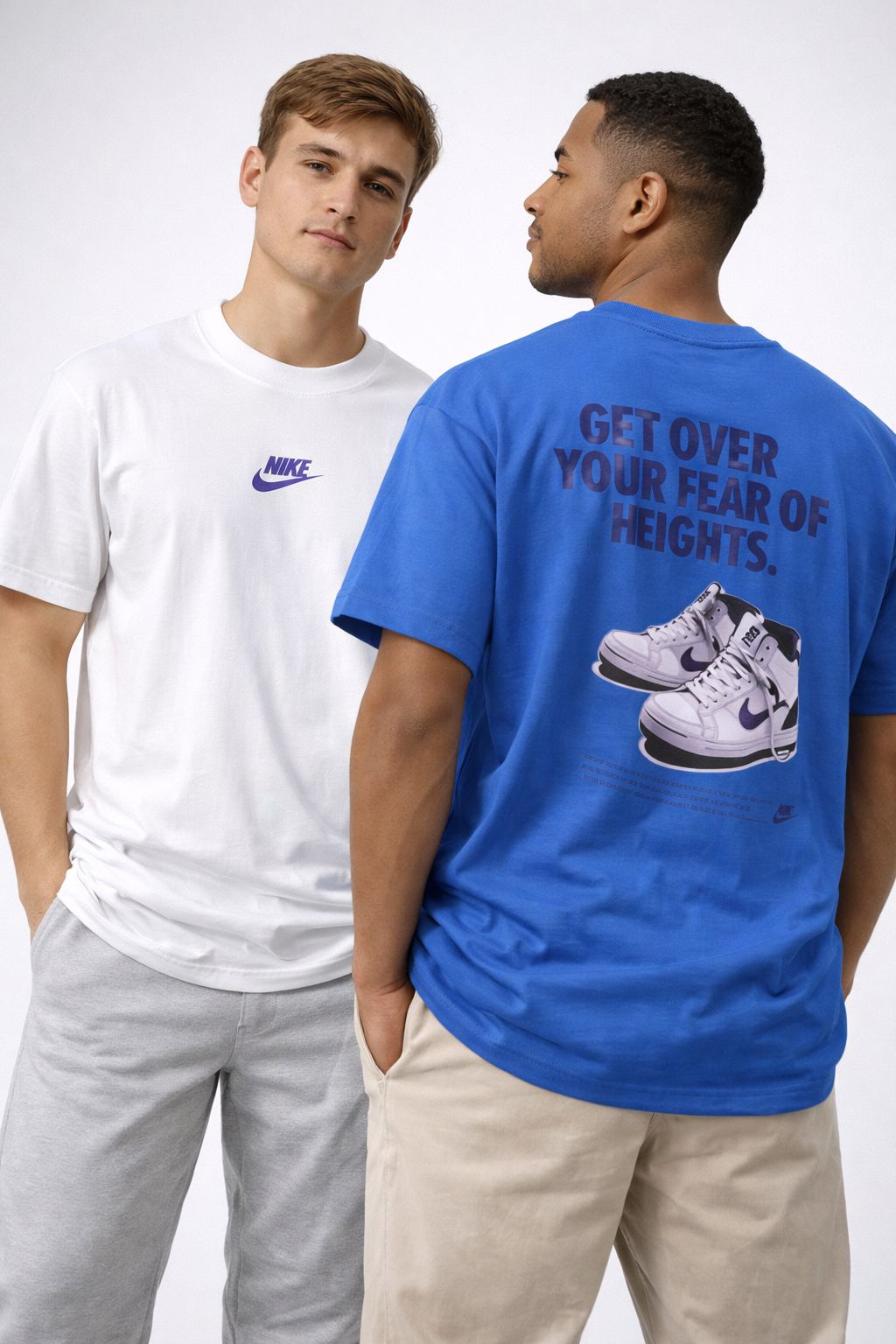 Camiseta Branca e Azul Nike Get Over Your Fear of Heights